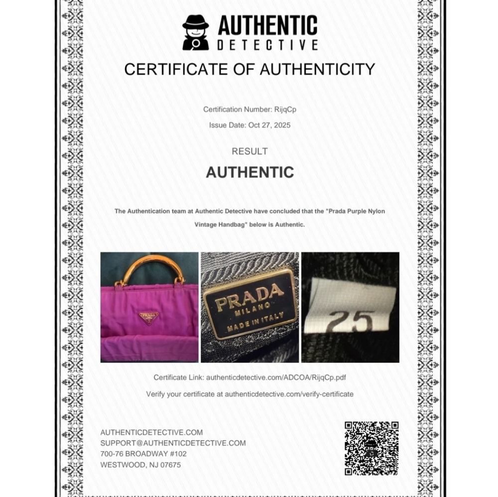 RARE PRADA Purple & Gold Nylon Vintage Handbag / Purse  (EUC) - Picture 16 of 16